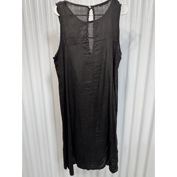 Lia Bella Italian Linen Short Sleeve Dress Midi Artsy Oversized Lagenlook Gray L - Picture 3 of 4